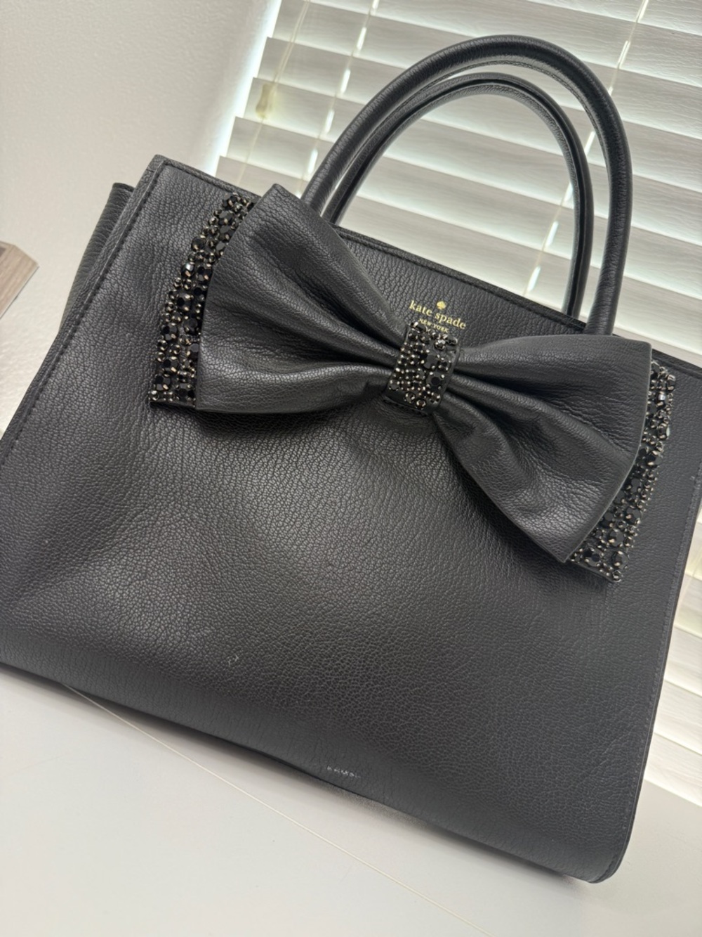KATE SPADE Black Studded Bow Satchel RARE!